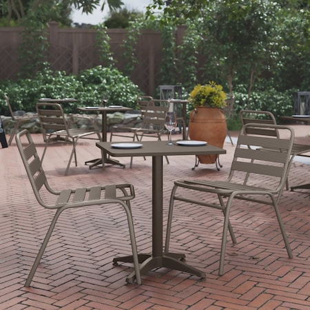 Flash Furniture Mellie 23.5'' Bronze Square Metal Indoor-Outdoor Table with Base TLH-053-1-BZ-GG